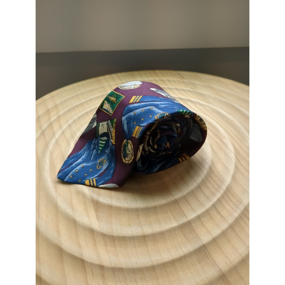 BROOKS BROTHERS Makers Mens Blue Nautical Cruise 100% Silk Neck Tie USA 58.5x3.5